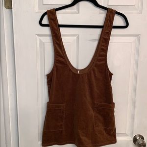 Suede corduroy overall dress